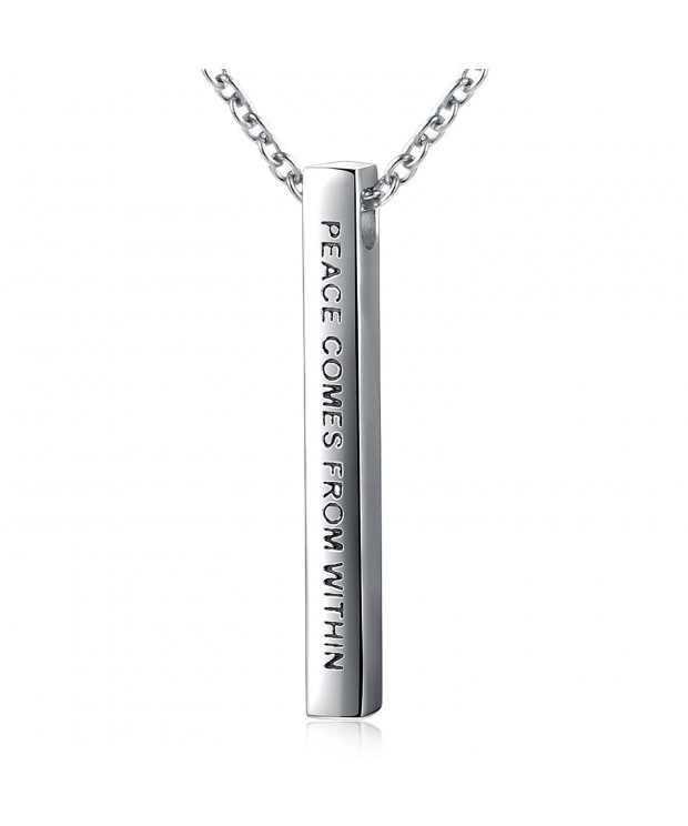 Sterling Inspirational Vertical Pendant Necklace