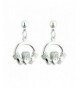 Claddagh Earrings Rhodium Plated Irish