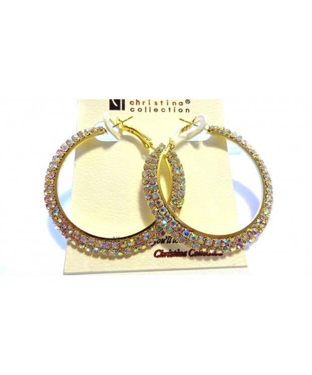 Crystal Iridescent Rhinestone Earrings Hoops
