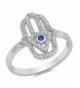 Hamsa Simulated Sapphire Sterling Silver