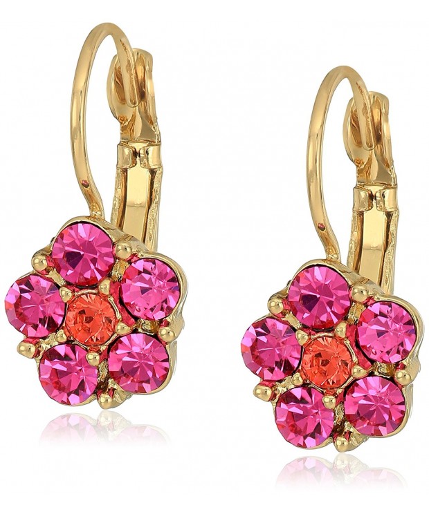 1928 Jewelry Gold Tone Fuchsia Earrings