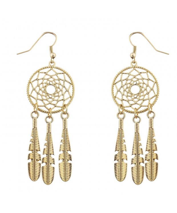 Lux Accessories Dreamcatcher Feather Earrings