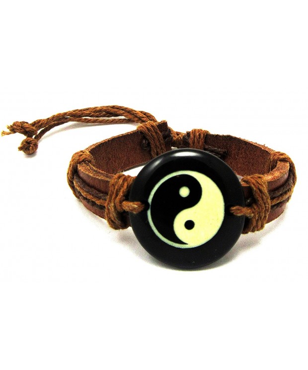 Leather Bracelet Tai chi Symbol Medium