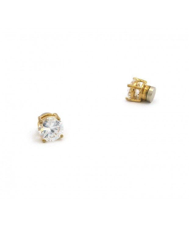 Zirconia Magnetic Earrings Gold Tone CZRM G8