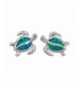 Sterling Silver Synthetic Turtle Earrings