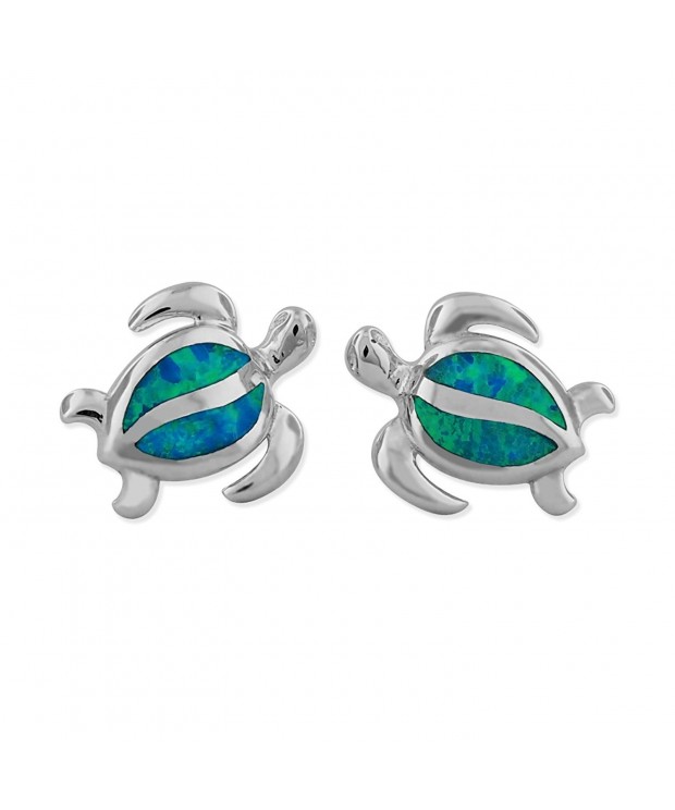 Sterling Silver Synthetic Turtle Earrings