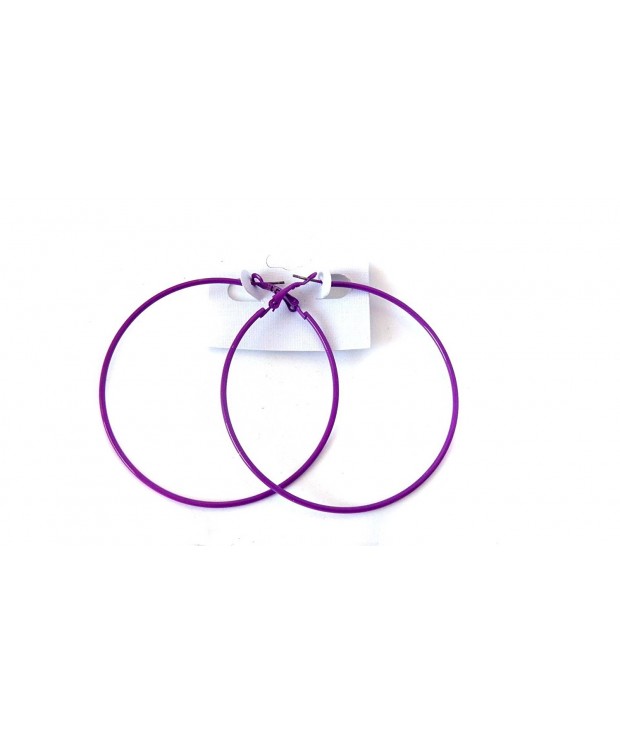 Purple Hoop Earrings Thin 2 75