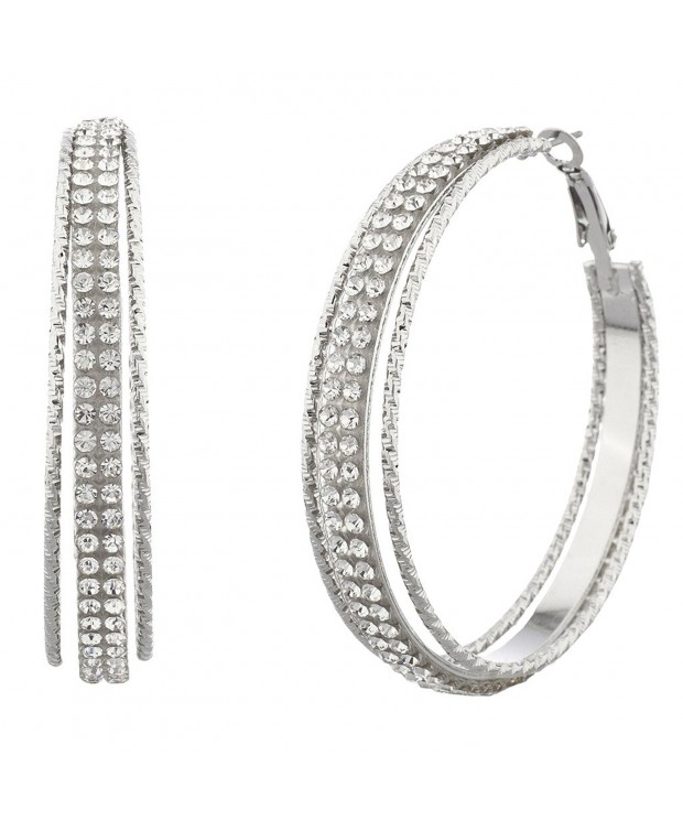 Lux Accessories Silvertone Crystal Earrings