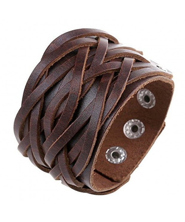 Chunky leather bracelet women Handmade