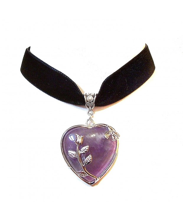 Black Velvet Choker Necklace Amethyst