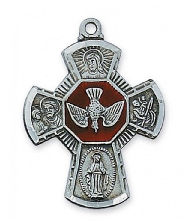 Catholic Pewter Pendant Center Necklace