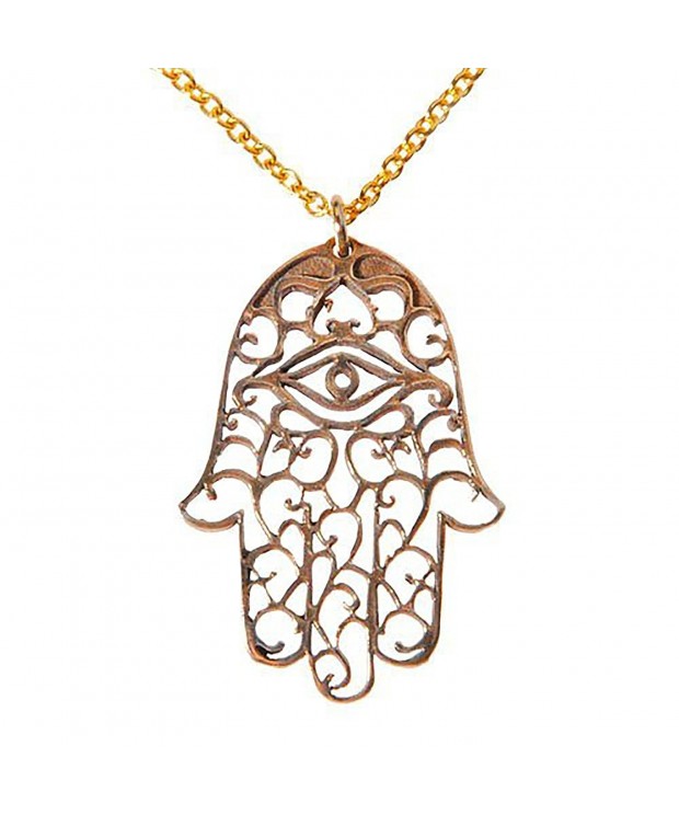 Hamsa Peace Bronze Pendant Necklace