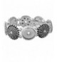 Souarts Antique Silver Bracelet Rhinestone