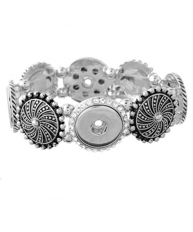 Souarts Antique Silver Bracelet Rhinestone