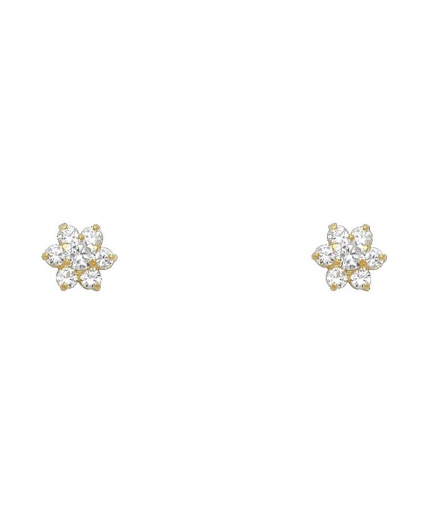 Yellow Gold Flower Earrings Screw