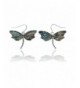 Antiqued Dragonfly Earrings Abalone Crystal