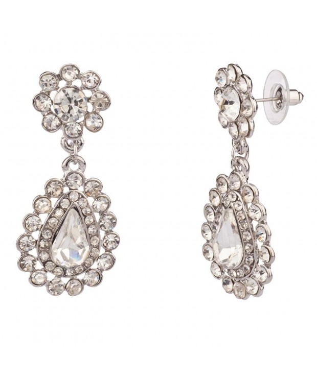 Lux Accessories Flower Crystal Earrings