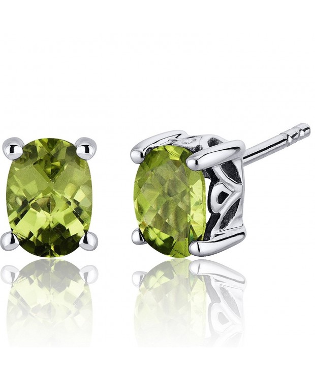 Basket Peridot Earrings Sterling Rhodium