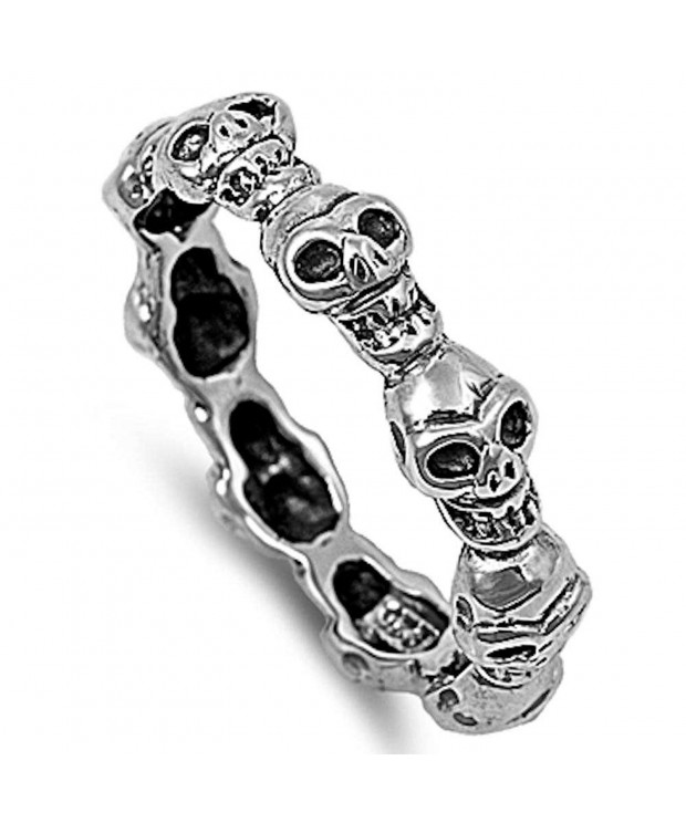 Solid Skull Style Sterling Silver