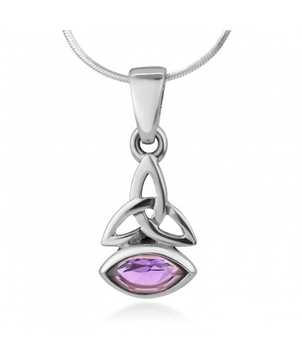 Sterling Triquetra Amethyst Gemstone Necklace