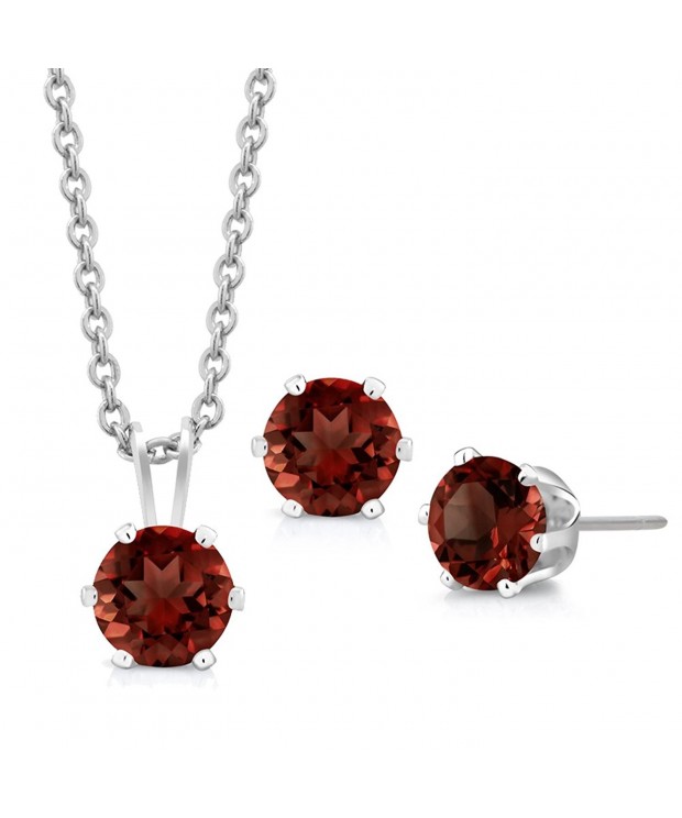 Garnet Sterling Silver Earrings Pendant