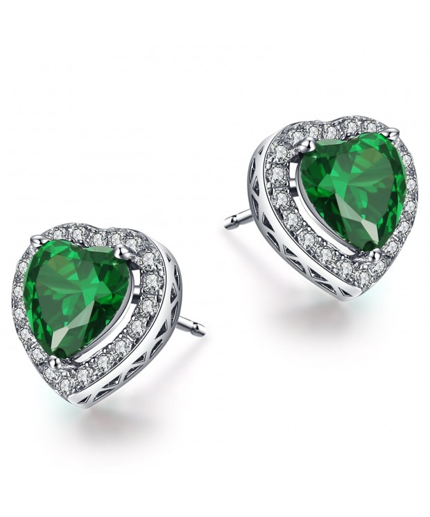 Caperci Sterling Created Emerald Earrings