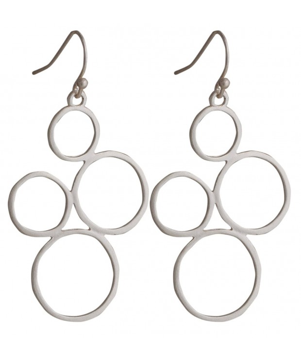 Circle Dangle Earrings Silver Finish