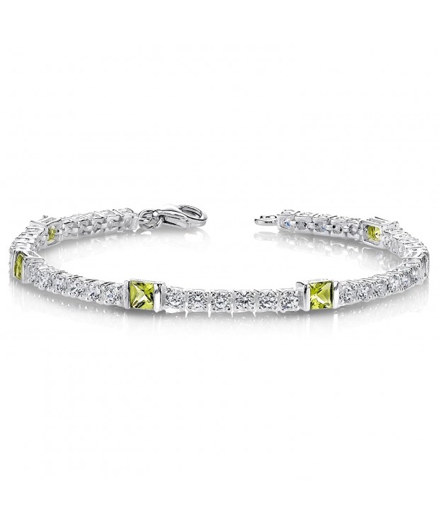 Peridot Bracelet Sterling Rhodium Princess