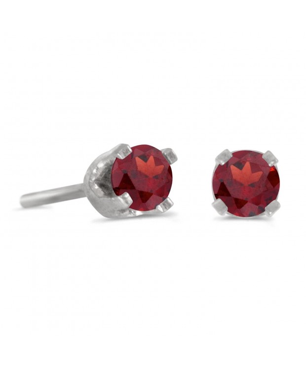 Petite Round Genuine Garnet Earrings