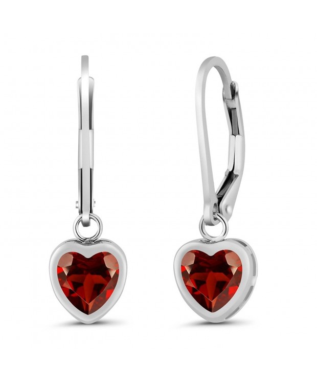 Heart Garnet Sterling Silver Earrings