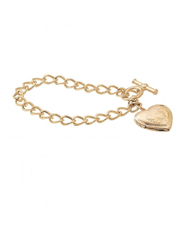 Yellow Etched Heart Locket Bracelet