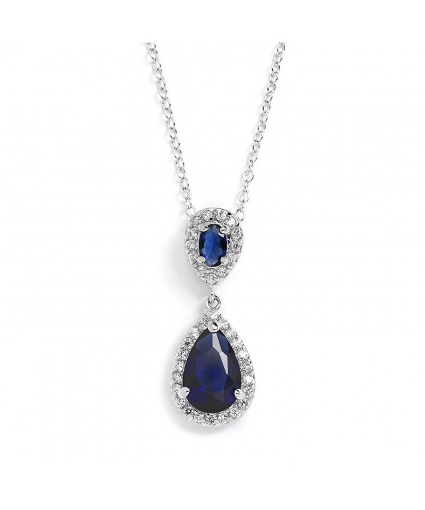 Mariell Sapphire Zirconia Teardrop Necklace