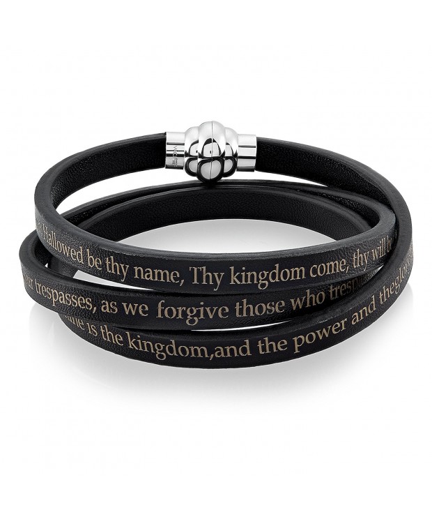 Stainless Steel Prayer Leather Bracelet
