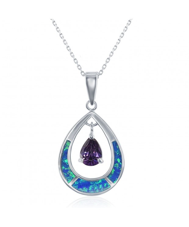 Sterling Silver Created Teardrop Pendant