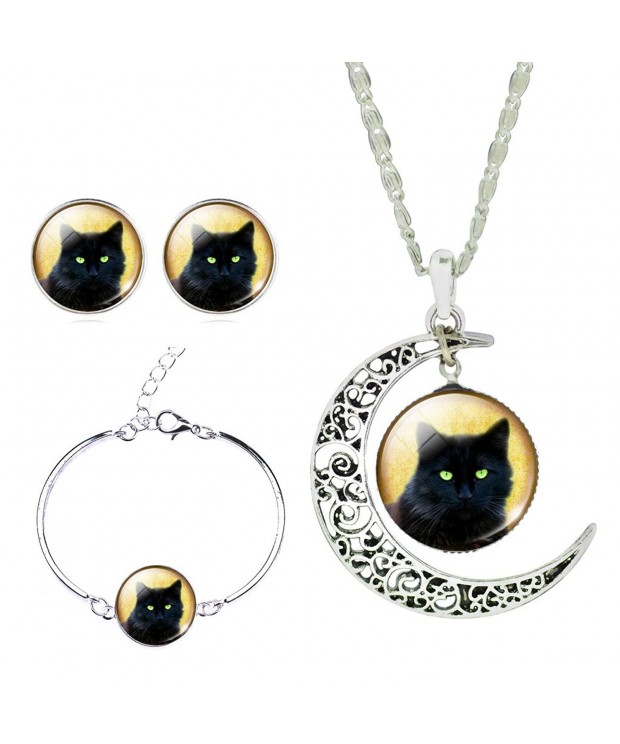 Crescent Pendant Necklace Earrings Bracelet