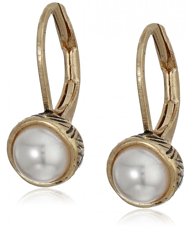 SAK Pearl Leverback Drop Earrings