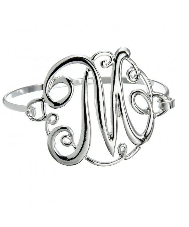 PammyJ Silvertone Initial Bangle Bracelet