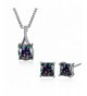 Multicolor Zirconia Pendant Necklace Earrings