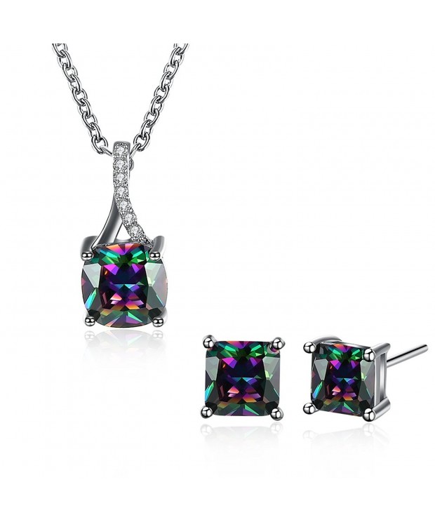 Multicolor Zirconia Pendant Necklace Earrings