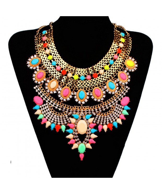 Bewish Vintage Colorful Statement Necklace