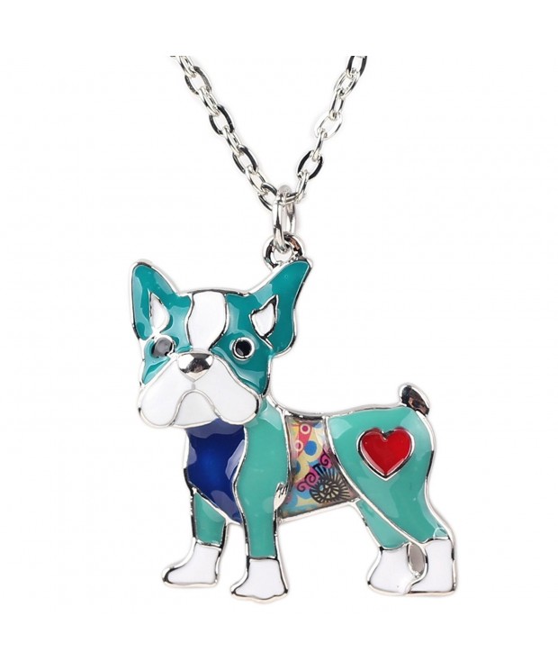 Bonsny Enamel Necklace Bulldog pendant