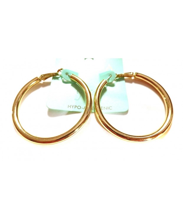 Gold Earrings Thick Hoops Hypo allergenic