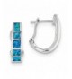 Sterling Rhodium Synthetic Squares Earrings