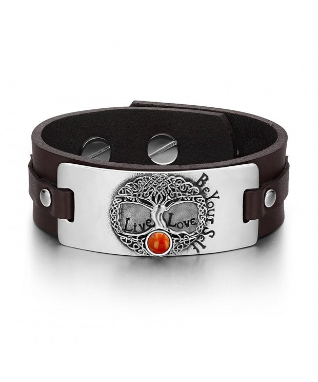 Celtic Gemstone Adjustable Leather Bracelet