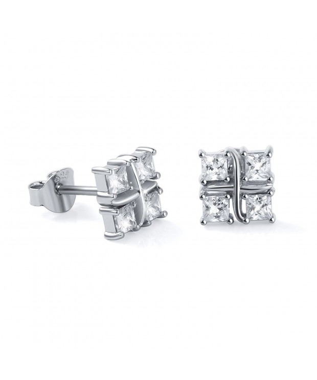 Sterling Silver Simple Zirconia Earrings