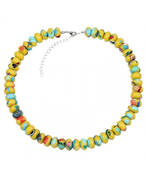 Yellow Synthetic Turquoise Rondelle Necklace