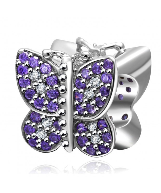 Butterfly Purple Sterling European Bracelet