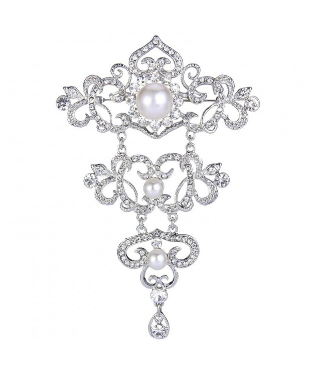 EVER FAITH Silver Tone Crystal Simulated