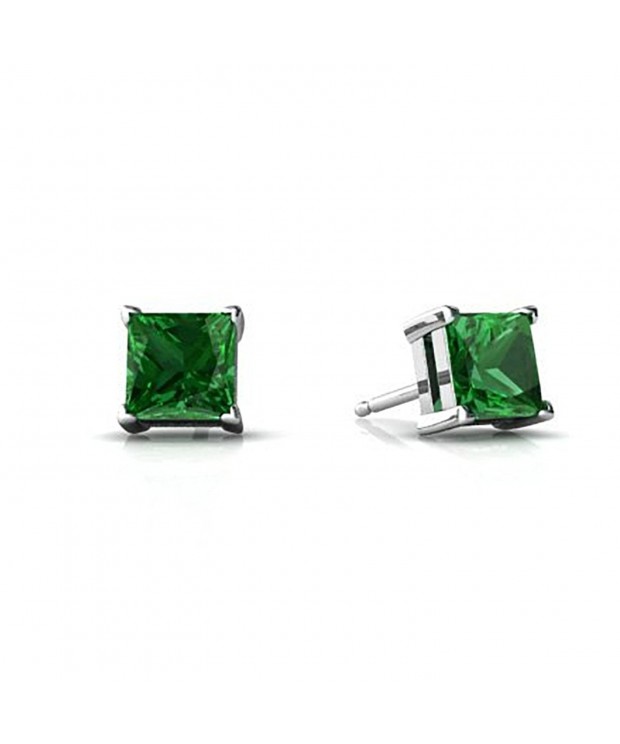 Solitaire Earring Princess Simulated Sterling