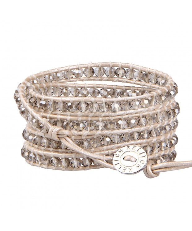 KELITCH Fashion Crystal Bracelet Leather